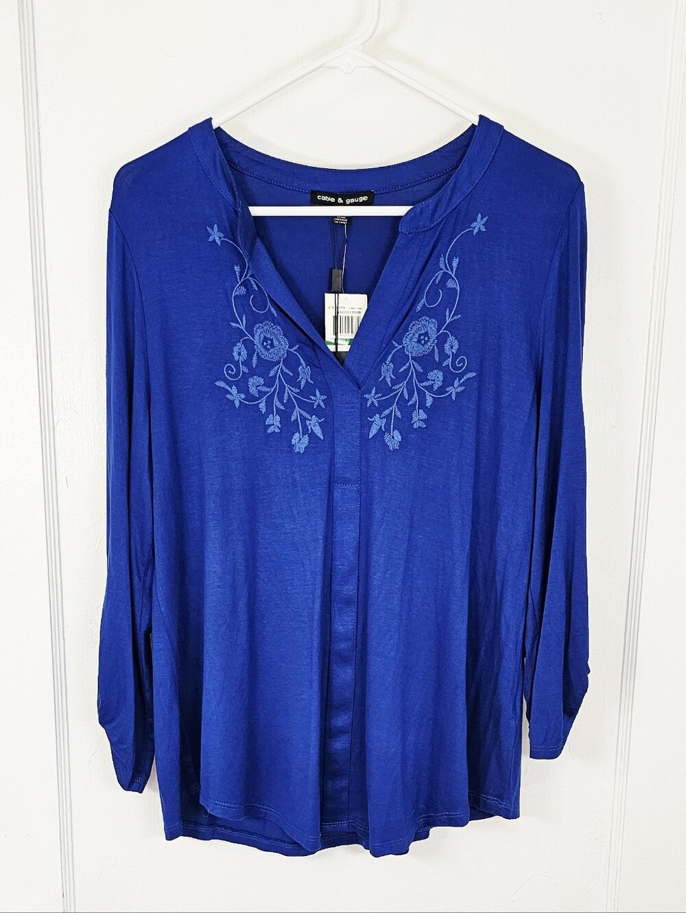 Royal Blue Floral Embroidered Top